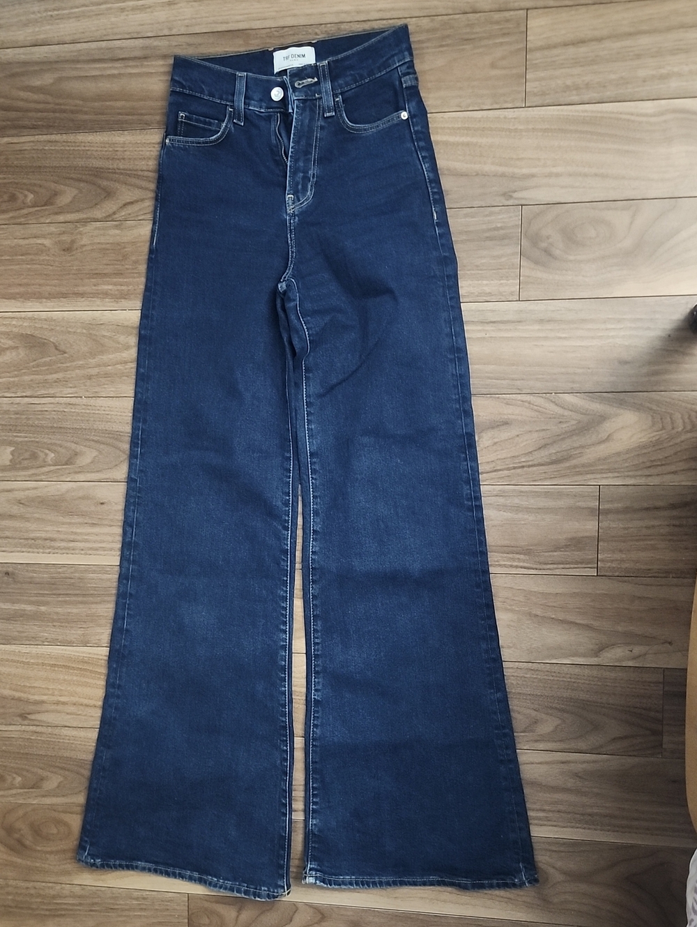 ZARA TRF Denim High-Rise Wide Leg Jeans - Dark Blue